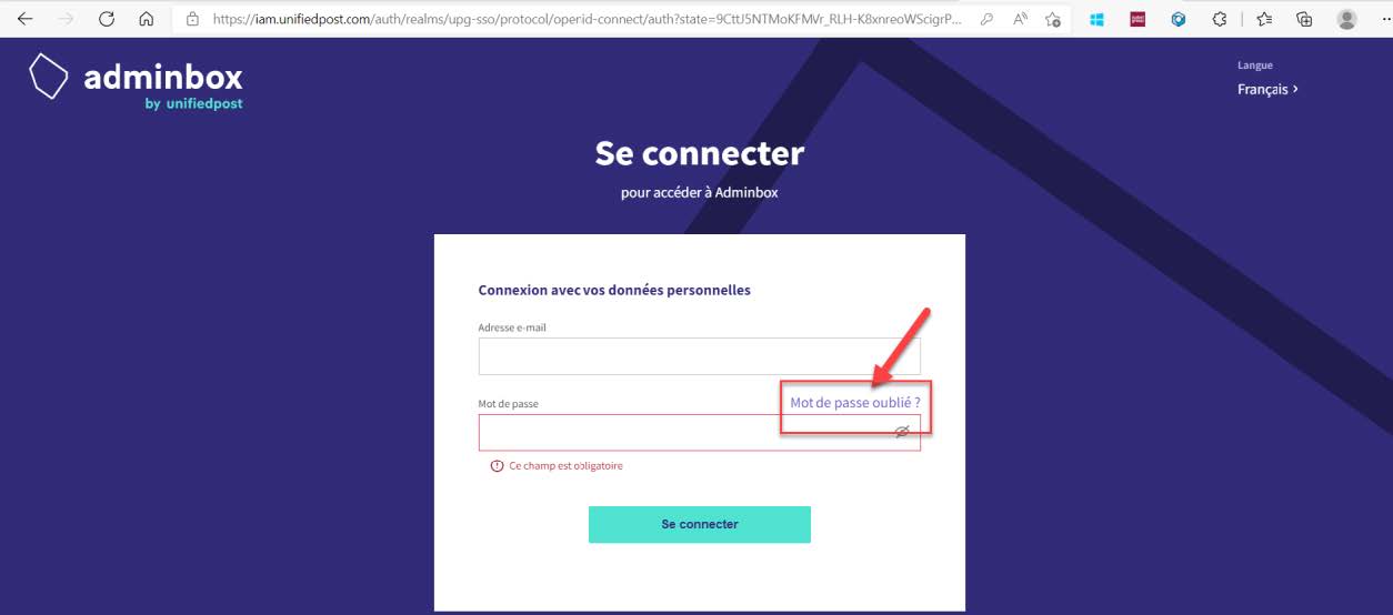 AdminBox une solution digitale dédiée à la gestion des données RH et de paie de votre entreprise - Mot de passe oublié